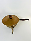 Beautiful Vintage Copper Chafing Dish With Lid  Burner  Stand    Wooden Handles