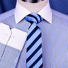 Light Blue Striped Dress Shirt Luxury Men s White Windsor Collar Business Top