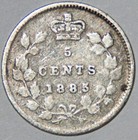 1885 Canada Victoria 5 Cents-silver  Very Nice Detail  Natural Toning