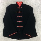 Vtg Womens Shanghai Jacket 3xl Black Red Reversible Silk Velvet Frog Closures