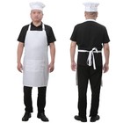 Adjustable Chef Hat And Apron Set 32x28 Inch 2 Pockets 40 Inch Ties White