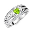 Claddagh Irish Heart Shape Peridot 925 Sterling Silver Valentine Gift Ring