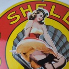 Vintage Shell Gasoline Sign - Gas Station Clam Shell Advertising Porcelain Sign