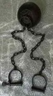 Antique Leavenworth Ball Chain Kansas Cast Iron Prison Shackles Cuffs Ball Key
