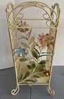 Mcm French Country Wirework Umbrella Stand Metal Toleware Floral Entryway Holder