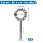 4 Pack M10 Eye Bolts  2  Thread Stainless Steel With Nuts M10 50
