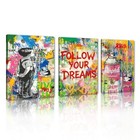 Banksy Canvas Wall Art - Street Graffiti Wall Art 16 x12 x3pcs - Wall Art-001