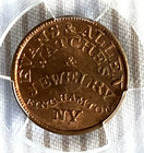 Civil  War  Store  Card Token   Binghamton  Ny   F-ny 80a-1a  Pcgs  Ms 64  Rb