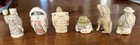 Lot Of 6 Antique   Vintage Japanese Carved Netsuke Figurines All Signed