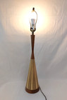 Vintage 1960 s Mcm Mid-century Modern Danish Style Ceramic   Wood Table Lamp