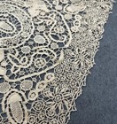 Antique Vtg Needle Knotted Lace Table Runner Dresser Scarf Brown 39  X 15 