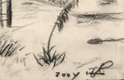 Original Miniature Charcoal Ocean Landscape Drawing  Signed   Dated   6 X 3 5 