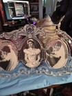 Vintage Mikasa Princess Lead Frosted Crystal Triple Oval Photo Frame