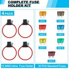4 Pack 12awg Inline Fuse Holder Waterproof With 35 Fuses 5-40a 12v Marine Auto 
