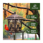 Kingsyard Metal Bird Feeder  Antique Copper Hanging Hopper With 4 Perches