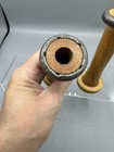 2 Antique Vintage Primitive Sewing Spool Bobbin Wood Details On Bottom   Metal