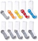 10 Pack Boys  Crew Socks - White W  Stain Hiding Soles - Medium Size Fits 9-2 5