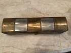 Antique vtg Wood Box W brass   Silver Inlaid Top 12lx3wx2 5h great Condition 