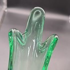 Vtg Green 5 Finger Glass Swung Stretch Vase Mcm 11  Tall