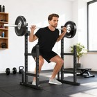Adjustable Squat Rack  660lbs Multi-functional Bench Press Rack  Black
