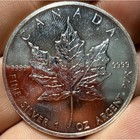 1990 Canada Silver Maple Leaf 1 Oz  9999 Fine Silver 5 Dollars Bullion Coin