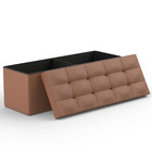 43  Storage Ottoman Pu Leather Fabric Upholstered Seat Lift Top Footrest Brown