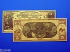 Reproduction  5 1870 Gold Us Paper Money Currency Copy