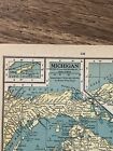Antique Original 1936 Map Of Michigan 8 X 5 5 Inches