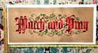 Antique Paper Punch Sampler Watch And Pray Victorian Motto Religious Biblical