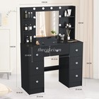 7 Drawers Vanity Desk Set With Large Led Lighted Mirror Makeup Table For Bedroom