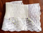 Antique 1900-1920 Hanky Antique Ivory Lace Silk Crepe Embroidered Baby Violets 