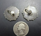 Old Vintage Zuni Flat Flush Inlay Turquoise Sterling Silver Earrings Screw Back