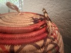Hand Made Multi-colored Coiled Basket W lid And Braided Handles