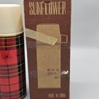 Vintage Red Plaid Metal Thermos Sunflower W box