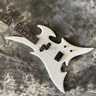 Brand New White Electric Bass Guitar Black Hardware Heavy Metal Hell Sun Inlay