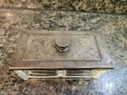 Vintage Double Inkwell   2-sided Ink Well Silver-plate Sliding Top   Glass