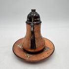 Vintage Erzincanlilar Turkish Copper Coffee Pot Dallah Enamel Etched Under Plate