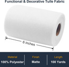 White Tulle Fabric Roll 6 Inch By 100 Yards  300 Ft  Tulle Ribbon Sheer Mesh Ne