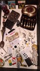 Grandmas Amazing Junk Drawer Lot Eclectic Coins Gems Antiques Jewelry Knives
