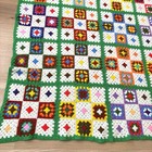 Colorful Handmade Crocheted Afghan Blanket Granny Grandma Square Throw 75x58