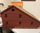 Vintage Handmade Dollhouse  Red  W Cedar Shakes  Wood Siding  Rock Foundation 