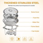 2 Pack 5 Quart Stainless Steel Round Chafing Dishes Full Size Buffet Catering