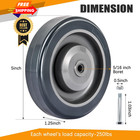 Flkqc 4 Pack Shopping Cart Replacement Wheels Kit 5-inch 5 Inch  Grey