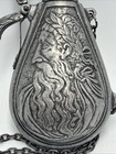 Rare Antique French Pewter Powder Flask  Metal  With Zeus    Greek Goddess