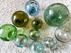 Japanese Glass Fishing Floats - Set 10  Rare Marks  2 2 - 4 9   Various
