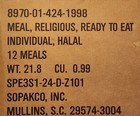 New Usgi Military Halal Mre Case Ready To Eat Meals Inspection 2027 
