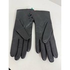 Fownes Women s Black Leather Gloves M Winter Button Accent Rabbit Fur Lined