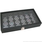 Findingking Glass Top Jewelry Display Case Black 24 Gem Jars Kit-10270