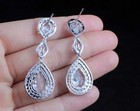 Tier Drop White Cz Silver Dangle Chandelier Earrings Stud Wedding Bridal Cz552