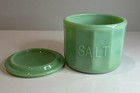 Vintage Jadeite Green Glass Salt Cellar   Box   Tableware Kitchen Decore